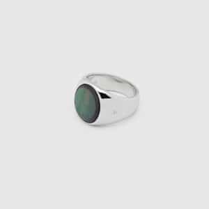TOM WOOD RING OVAL BLACK MOTHER OF PEARL