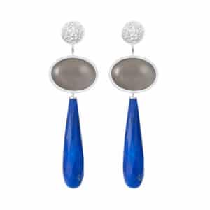 OLE LYNGGAARD FACETED DROPS VEDHENG TIL ØREPYNT LAPIS LAZULI I HVITTGULL