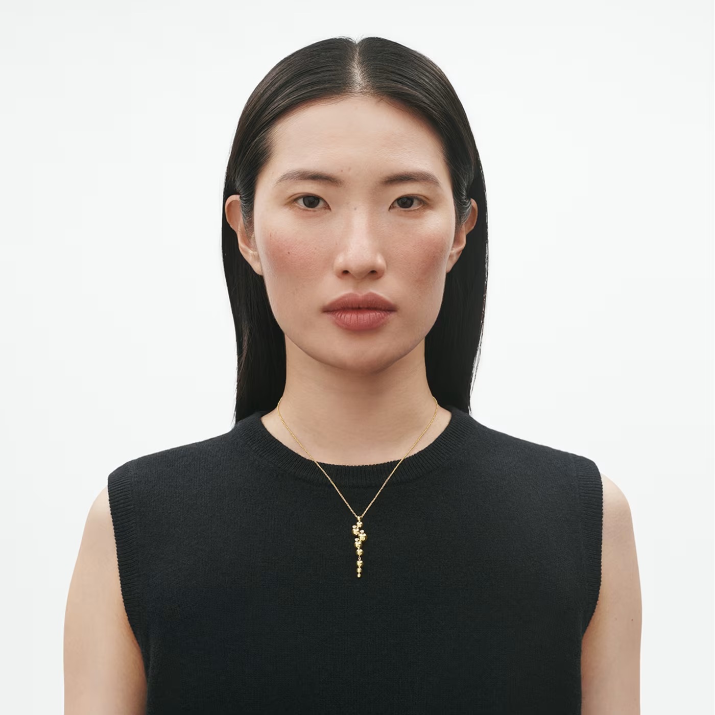 GEORG JENSEN KJEDE MED ANHENG MOONLIGHT GRAPES GULTGULL MED DIAMANTER