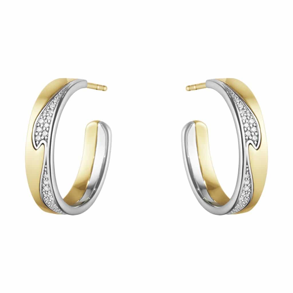 GEORG JENSEN ØREDOBBER FUSION GULL MED DIAMANTER STORE
