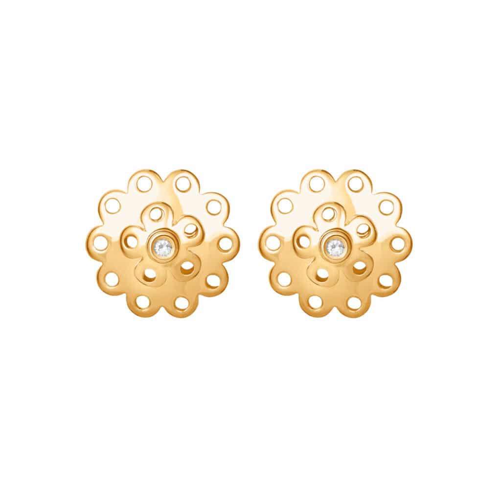 OLE LYNGGAARD ØREDOBBER LACE STOR MED DIAMANTER