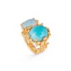 OLE LYNGGAARD RING BOHO DOBBEL TURQUOISE OG OPAL
