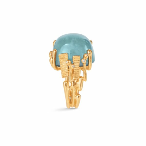 OLE LYNGGAARD RING BOHO STOR GRØNN AQUAMARINE