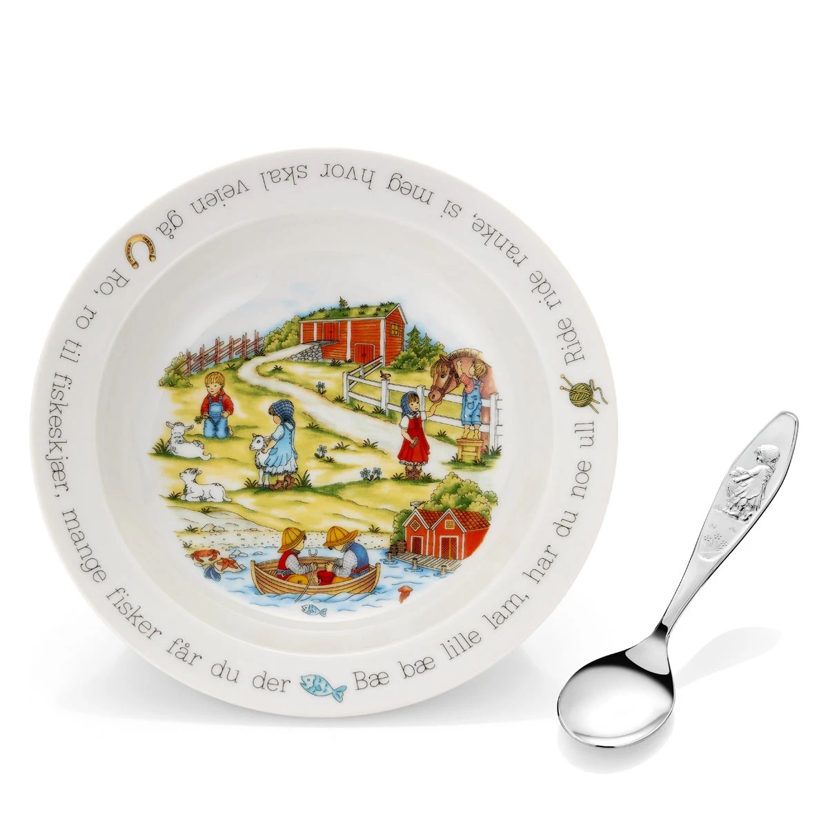 BÆ BÆ LILLE LAM GRØTSKÅL OG BARNESKJE PIKE