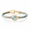 OLE LYNGGAARD ARMBÅND LIFE CORNFLOWER MED AQUAMARINE 6MM GULTGULL