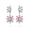 CAROLINE SVEDBOM ØREDOBBER FLORA GOLD LIGHT ROSE & AQUAMARINE