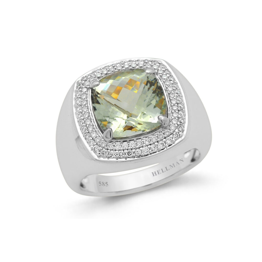 DIAMANTRING HELLMAN HVITTGULL AMTYST AND DIAMOND SIGNET