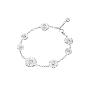 GEORG JENSEN ARMBÅND DAISY MED HVIT EMALJE