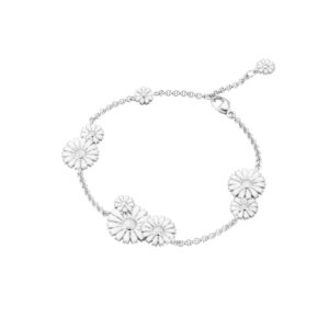 GEORG JENSEN ARMBÅND DAISY MED HVIT EMALJE