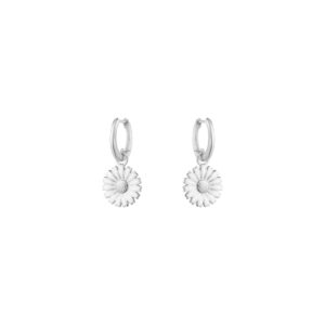 GEORG JENSEN ØREDOBBER MED HENG DAISY HVIT EMALJE OG SØLV