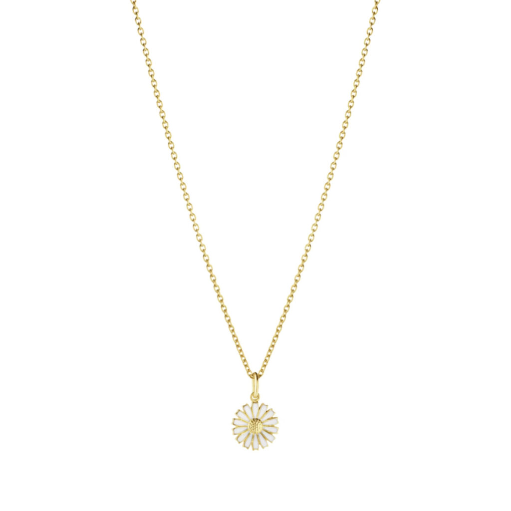 GEORG JENSEN SMYKKE DAISY FORGYLT SØLV OG HVIT EMALJE 11MM