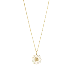 GEORG JENSEN SMYKKE DAISY FORGYLT SØLV OG HVIT EMALJE 18MM
