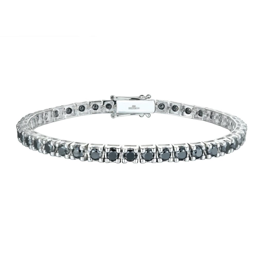 TENNISARMBÅND HVITTGULL 3,40CT SORTE DIAMANTER