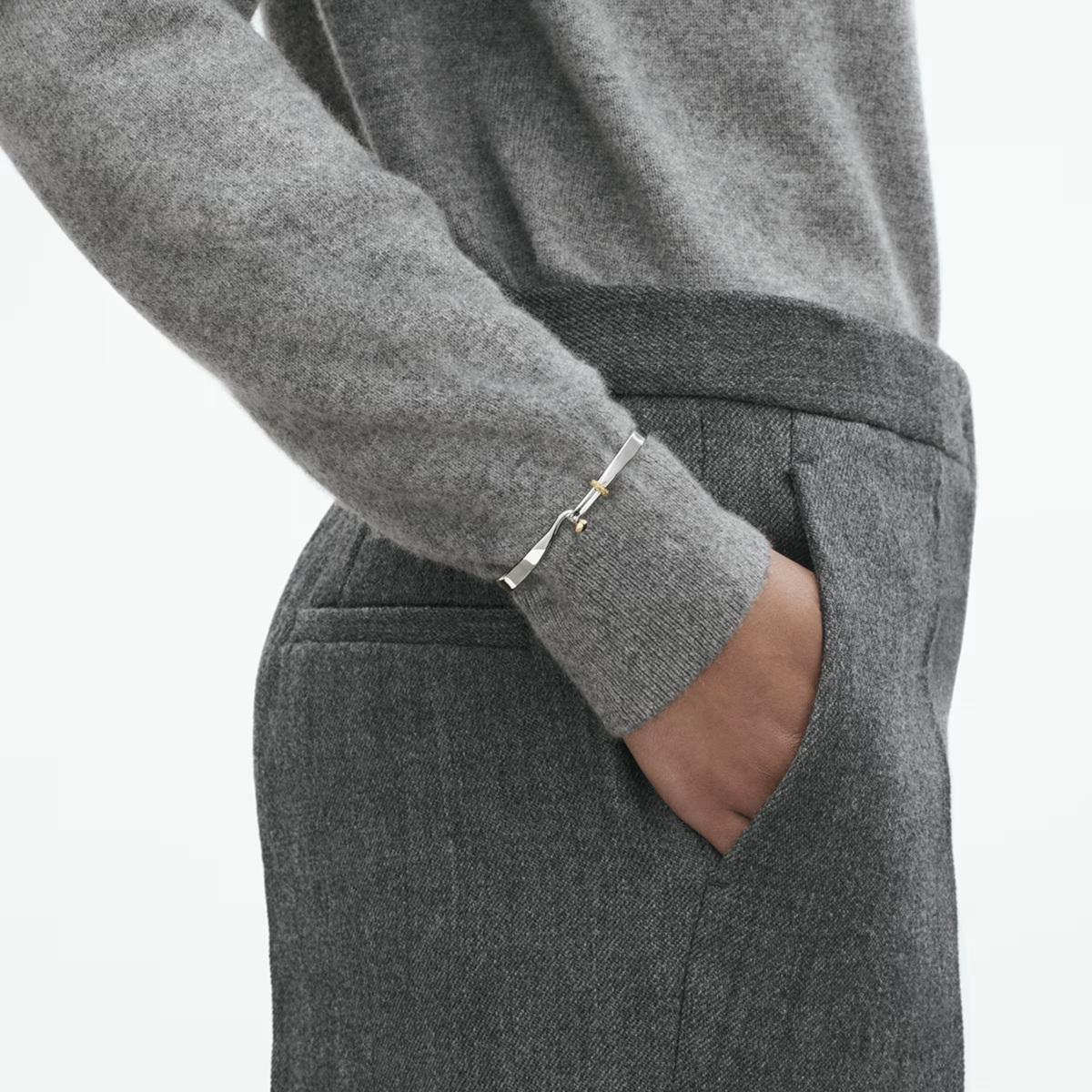 GEORG JENSEN ARMRING TORUN SØLV CHAMPAGNE DIAMANTER