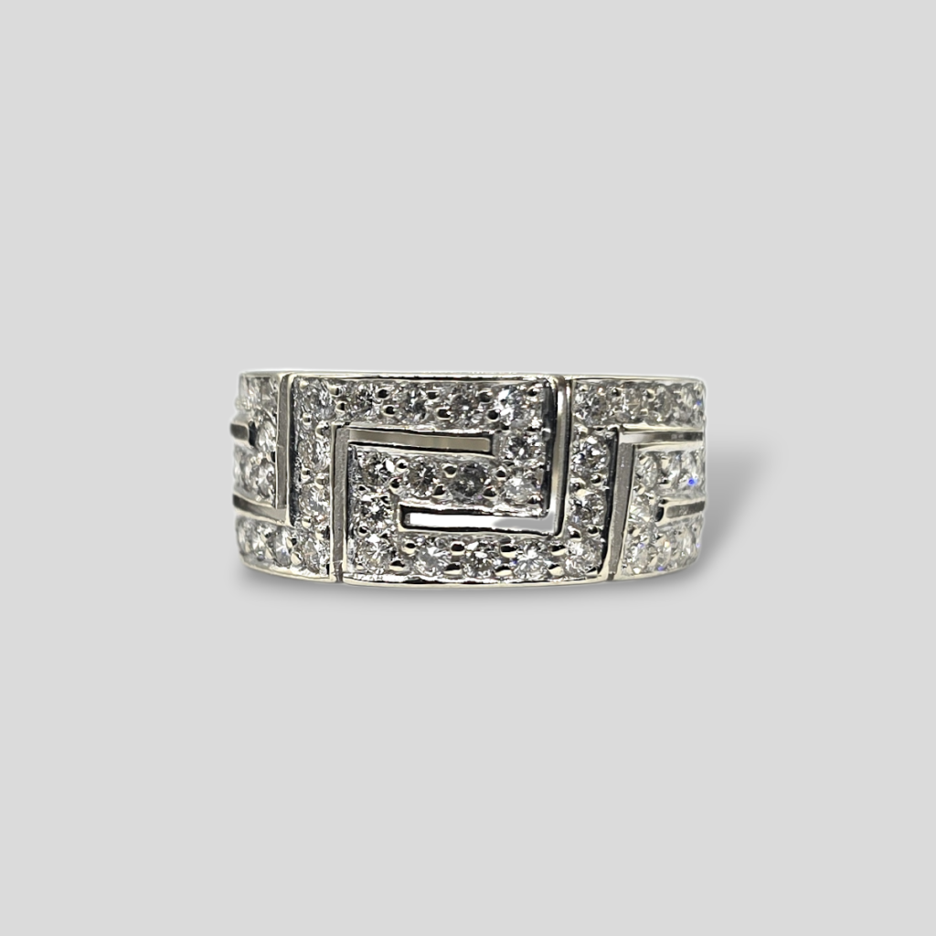 HELLMAN VINTAGE RING GRESK MØNSTER MED DIAMANTER