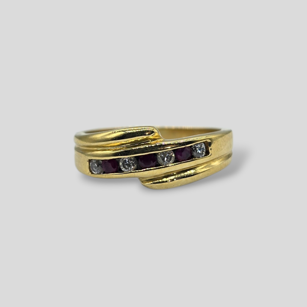 HELLMAN VINTAGE RING MED RUBINER OG ZIRKON