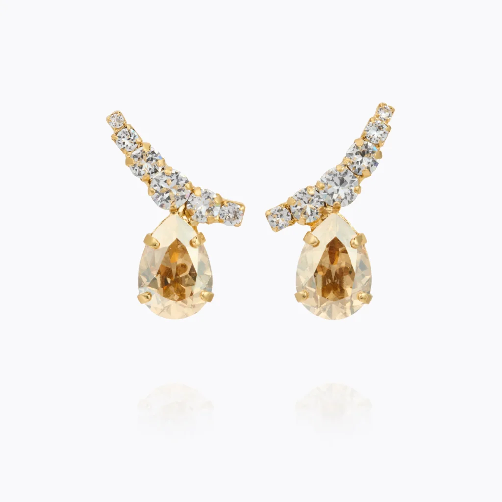 CAROLINE SVEDBOM ØREDOBBER SAPHINA EARRINGS CRYSTAL & GOLDEN SHADOW