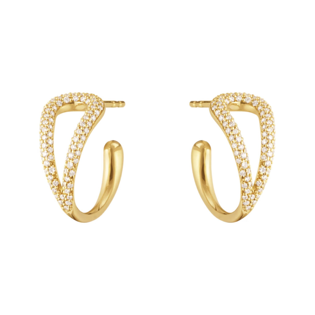 GEORG JENSEN ØRERINGER MERCY GULL MED DIAMANTER