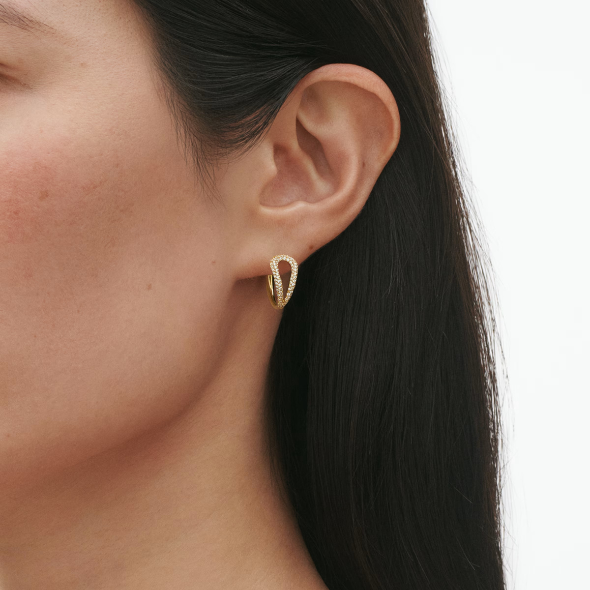 GEORG JENSEN ØRERINGER MERCY GULL MED DIAMANTER